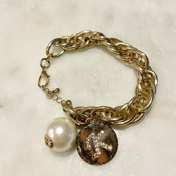 Vintage Gold chain Monogram K Bracelet - Picture 1 of 5
